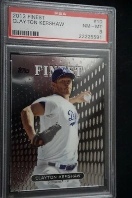2013 TOPPS FINEST CLAYTON KERSHAW  [REFRACTOR]  PSA {8} - Image 1 of 2