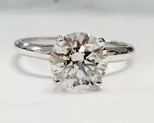 Anello di Fidanzamento Certificato Oro Bianco 14K Taglio Tondo Coltivato in Laboratorio Diamante 1,67c - Foto 1 di 3
