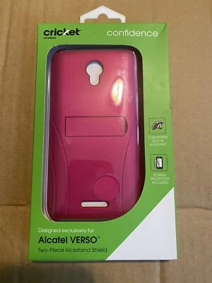 NEW CRICKET ALCATEL VERSO Pink Two Piece Kickstand Shield Screen Protector Case - Image 1 of 4