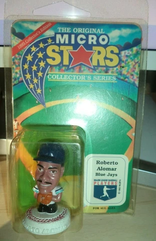 1995 Micro Stars ROBERTO ALOMAR 2 1/4" Action Figure In Package Blue Jays Cover