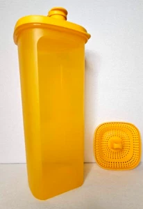 Tupperware Pitcher Orange Slim Line 2 Liter Square with Strainer Flip Top - Picture 1 of 4