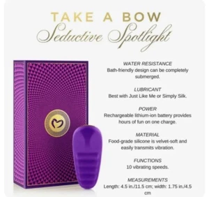 Take a Bow Pure Romance 10 Speed Bath Friendly Rechargeable Toy $99 Retail - Picture 1 of 10
