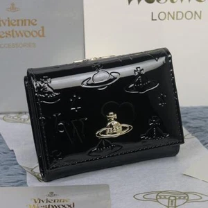 Vivienne Westwood Gamaguchi Cartera Triple Color Negro Esmalte 11cm×9cm×3cm　 - Imagen 1 de 10