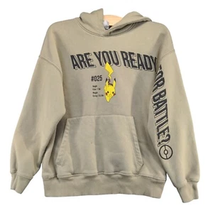 Zara Boys Pikachu Pokemon Pullover Graphic Hoodie Sweatshirt 11-12 Green - Picture 1 of 14