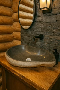 Natural River Stone Sink 60X40X15 Cm | Artisan Countertop Basin - Picture 1 of 9