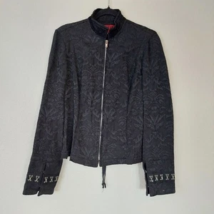 Tripp NYC Black Brocade Bomber Jacket Size Meduim - Picture 1 of 16