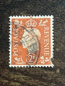 Postage Revenue 2D Great Britain King George Orange Used Actual Stamp TKS1070* - Picture 1 of 2