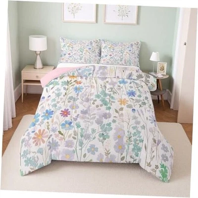  Цветной цветочный комплекты постельного белья для девочек мальчиков детей, зеленый милый цветок Twin синий - Изображение 1 из 4