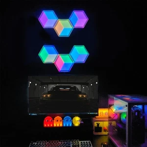 Childrens Perceptual Wall Lamp Componentized Hexagonal Plan Sound Activated Mood - Picture 1 of 8