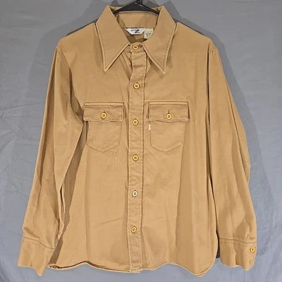 Camisa Levi's L Tab Años 70 De Colección Para Hombre Talla 15/16 Abotonada Tostada Occidental Usada en Excelente Condición  Foto 1 de 4