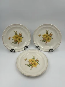 Sangostone Speiseteller gewelltes Steinzeug 2311 Schmetterling 10,5" Vintage Set 3 - Bild 1 von 9