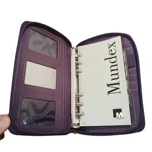 Mundi Mundex Purple Faux Leather Zip Around Planner Organizer Binder w/Inserts - Picture 1 of 6
