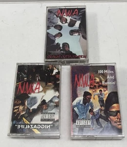 Lot Of 3 NWA Cassette Tapes Straight Outta Compton Niggaz4life 100 Miles Tested - Picture 1 of 5