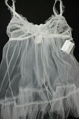 Victoria's Secret Talla Mediana 10 Blanco Novia Transparente Slip M I Do Colección Raro Foto 1 de 4