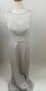 AMSALE dove gray Crinkle Chiffon Evening Gown Prom Dress G849C Women's 10 NEW - Picture 1 of 4