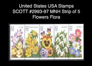 United States USA Stamps SCOTT #2993-97 MNH Strip of 5 Flowers Flora - Picture 1 of 1