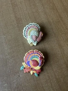 Thanksgiving Türkei Vintage Anstecknadel oder Broschen Menge 2 Feiertag Schmuck süß! - Bild 1 von 6
