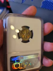 Moneda de diez centavos de plata vibrante vibrante hermosa tonificación arco iris con clasificación NGC AU58-1964 - Imagen 1 de 7