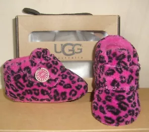 UGG BIXBEE Leopard Baby GIRL BOOTIES Size 2/3 (6-12 Months) - Picture 1 of 6
