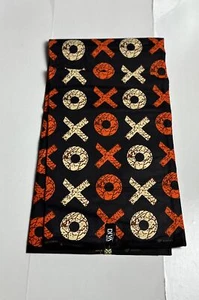 African Print Fabric, Ankara - Orange, Tan Fabric - Picture 1 of 2