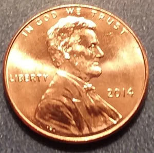 2014-P Brilliant Uncirculated Lincoln Shield Cent.  Ships Free.  BU condition. - Picture 1 of 2