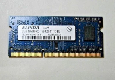 Elpida 2GB 1Rx8 PC3-12800S-11-10-B2 Laptop Memory RAM EBJ20UF8BDU0-GN-F Genuine - Image 1 of 2