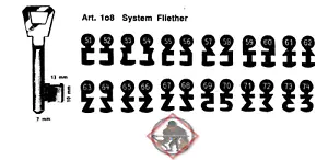 Buntbartschlüssel System Fliether Artikel 945 108 Zimmertür Nr 51 - 74 - Bild 1 von 2