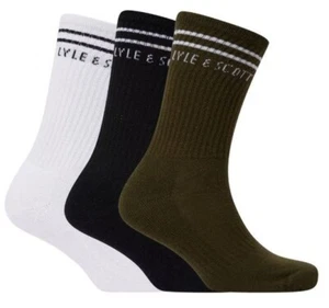 Lyle & Scott Mens Walter 3 Pack Sport Socks - Green/White/Black Size 7-11 - Picture 1 of 4
