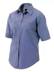 Camisa Top Chambray de Algodón Talla 18 Worksense Damas Sin Arrugas Mangas Cortas - Imagen 1 de 2