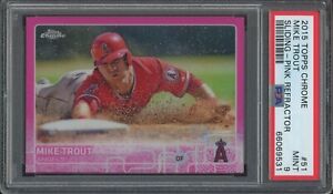 2015 Topps Chrome Pink Refractor #51 Mike Trout (Sliding) PSA 9 MINT