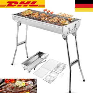 Barbacoa Parrilla de carbón Parrilla plegable Camping Parrilla de pie Portátil Acero inoxidable - Imagen 1 de 12