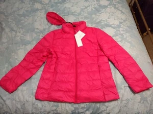 Ultra Light Down Packable Puffer Jacket, Bright Pink, Full Zip, Pockets - Picture 1 of 4