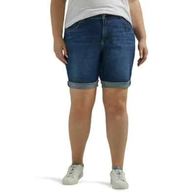 LEE - PLUS SIZE: 20W - Dark Wash Mid-Rise Bermuda Jean Shorts 10" Inseam - NEW! - Image 1 of 4