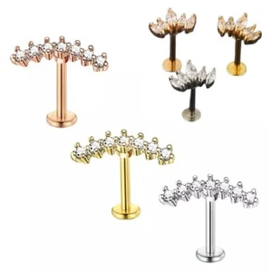 Labret Tragus Bars Monroe Helix Cartilage Stud Lip Bar Ear Ring Piercing Upper - Picture 1 of 12