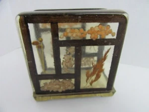 Vintage MCM Acrylic Lucite Napkin Holder Dried Seeds Wheat Grains - Picture 1 of 4