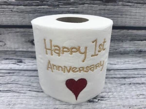 1st Anniversary Gift, Novelty Embroidered toilet roll, joke, wedding, paper - Picture 1 of 43
