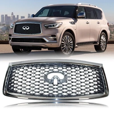 Front Grill for 2018-2021 INFINITI QX80 w/Camera Hole Chrome Frame Foto 1 de 4