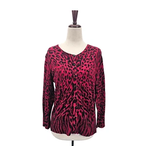 White House Black Market Long Sleeve Cardigan Sweater Sz XL Womens Animal Print - Picture 1 of 11