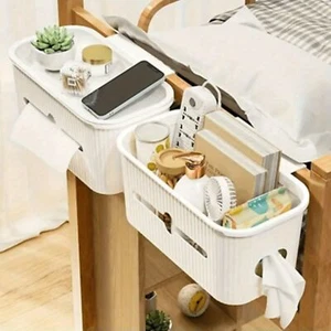 Bedside Hanging Storage Shelf Organizer Bed Organizer Basket White - Picture 1 of 7