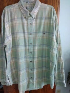 Mens Bill Blass Flannel Shirt, Light Green Plaid, Size XLT - Picture 1 of 4