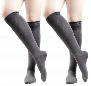 2 pares de calcetines de compresión graduados grises pequeños/medianos medias de apoyo para hombre y mujer - Imagen 1 de 3