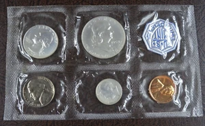 1959 US Mint Proof Set 5 Coins 90% Silver Cello Flat Pack NO ENVELOPE - Picture 1 of 2