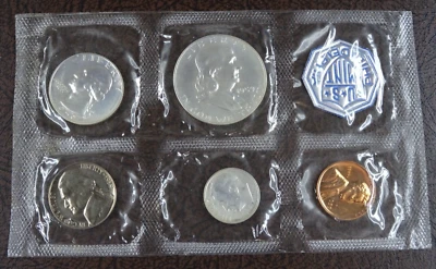 1959 US Mint Proof Set 5 Coins 90% Silver Cello Flat Pack NO ENVELOPE - Image 1 of 2