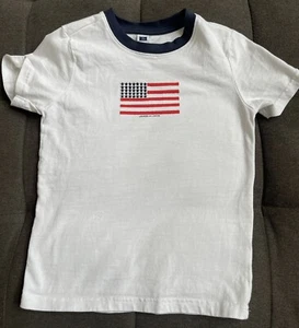 New Janie and Jack Kids Size 6 White Embroidered USA Flag Shirt - Picture 1 of 3