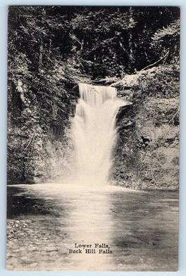 c1940 Buck Hill Falls Pennsylvania PA Postcard Lower Falls Lake River Unposted - Image 1 of 2