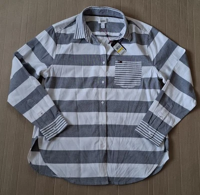 TOMMY JEANS Hunter Mens Shirt Cotton Poly NWT Sze Medium Grey / White RRP $89.00 - image 1 of 4