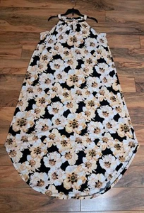 Maurices 24/7 Halter Neck Keyhole Liquid Knit Maxi Dress Size M Floral NWT  - Picture 1 of 9