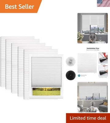 Paquete de 6 persianas de ventana filtrantes de luz plisadas cortinas de papel interiores blancas Foto 1 de 4