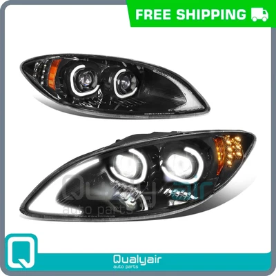 Headlights LED DRL Projector Black for 2009-2018 International Harvester Prostar - Image 1 of 4