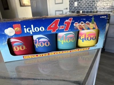 CONJUNTO DE 4 Porta-Bebidas Isoladas Igloo Vintage 1987 NOVA CAIXA ABERTA - Imagem 1 de 4